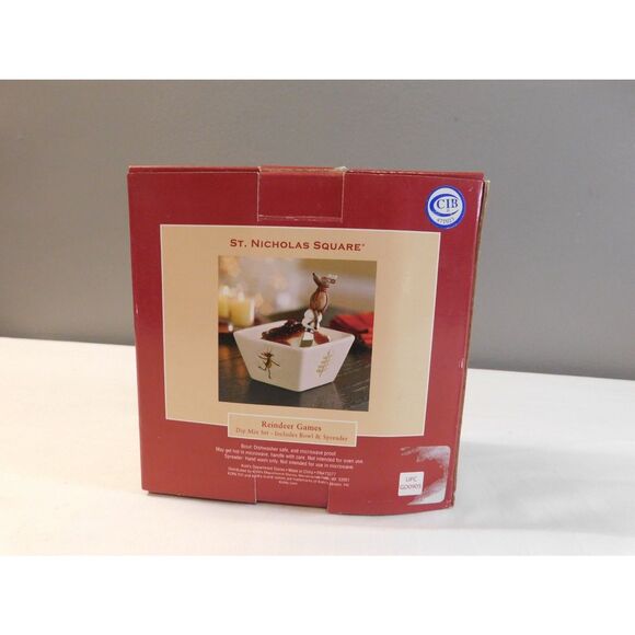 St. Nicholas Square "Reindeer Games" Dip Mix Bowl & Spreader New In Box. - Picture 10 of 10